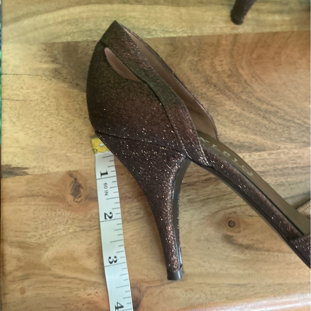 Anne Klein 8 Bronze Brown Glitter Shimmer Date Dressy Summer Stiletto Heels - Picture 8 of 8